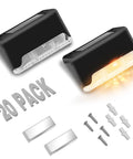 20 Pack LED Outdoor Solar Lights For Deck Fence Steps And Patio, Waterproof Warm White 3000K Auto On Off Sensor night lights
