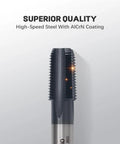 Pro Grade One Eighth Inch Twenty Seven NPT Pipe Tap In High Speed Steel With AD Plus Coating, close-up view