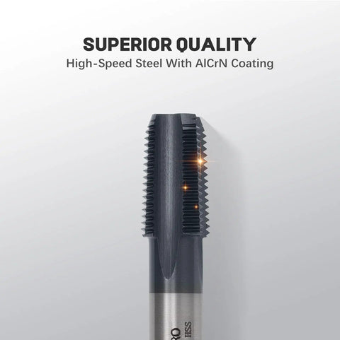 Pro Grade One Eighth Inch Twenty Seven NPT Pipe Tap In High Speed Steel With AD Plus Coating, close-up view