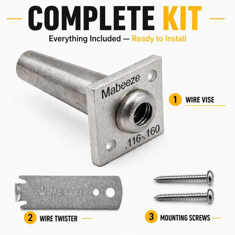 One Way Anchor Vise For 8 To 11 Gauge Fence Wire And Grape Trellis, 20 Pack, includes vise, twister, screws, complete kit
