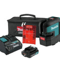 Heavy Duty Cordless Cross Line Laser Level Kit With 12 Volt Battery And Red Beam Self Leveling Tech with charger and target.
