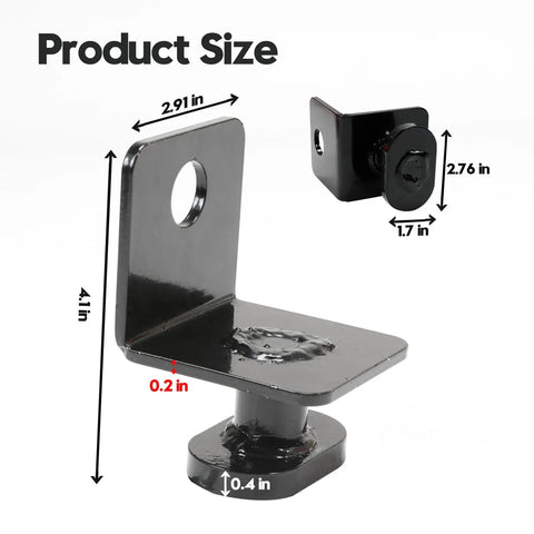 4 Pack Shipping Container Anchors With Side Twist Locks And Tie Downs For Securing Containers To Rock Floor Or Concrete shown with dimensions.