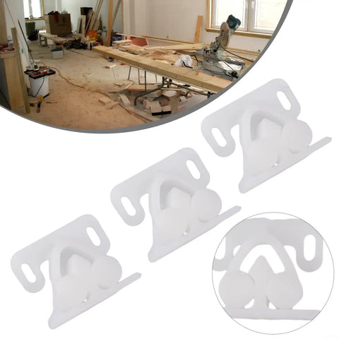 Spring Loaded Roller Catch Cabinet Latches White ABS Plastic Ball Door Catch for Cupboard Wardrobe Pack of 3