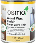 Extra Thin Wood Wax Finish 1101 Clear For Exotic And Oily Woods, Pro Grade Satin Sealant, 0.75 Liter can with label details