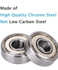 608ZZ C3 High Speed Sealed Ball Bearing 8x22x7mm 10-Pack for Skateboards, made of chrome steel, close-up view