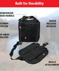 MOLLE Compatible 82 Piece IFAK Trauma Kit With Tourniquet showing durable black nylon pouch with reinforced handle.