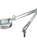 Clamp On Magnifier Task Lamp With 48 Inch Height Brushed Nickel Finish, Full Spectrum 22W Circline Bulb Delivers Natural Daylight