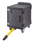 Heavy Duty Tow Hitch Security Kit For Pro Cart Features Bulletproof Tamper Resistant Screws For Rock Solid Anti Theft Protection On Commercial Kitchen Carts attached to Cambro rolling cart.