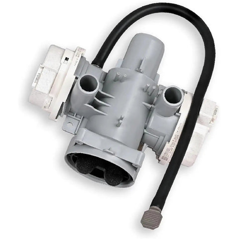 Drain Pump Assembly For Front Load Washing Machines AHA75853803 Cross Reference AP6985799 PS12750086 EAP12750086 With Beefed Up Heavy Duty Housing And Balanced Impeller For Efficient Quiet Waste Water Drainage, gray plastic washer drain pump with hose