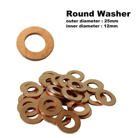 100 Piece Car Dent Repair Pulling Pads Washer Kit With Copper Plated Steel Rings showing round copper washers, 25mm outer diameter