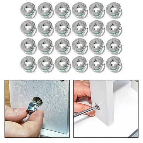 Dead Tight Zinc Alloy Cam Lock Nuts For Cabinets And Drawers Heavy Duty Furniture Connector Fasteners Pack of 24 pieces on display.