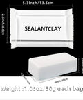 10 Pack Premium Waterproof Wall Repair Sealing Clay Duct Seal For Wall Holes Air Conditioning And Drain Pipes Quick Easy Fix For Leaks And Gaps Great For Diy Repairs Stays Flexible And Seals Fast, with measurements and packaging displayed