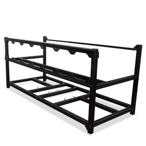 Heavy Duty 8 GPU Mining Rig Case Frame With Premium Aluminum Build Stackable Crypto Mining Enclosure For Eight Graphics Cards angled view showing structure