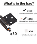 Oil Rubbed Bronze Cabinet Hinges For Kitchen And Bath, Self-Closing Half Inch Overlay Flush Mount, Cupboard Silicon Bumpers, Upgraded Screws