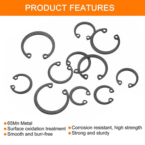 Internal Retaining Ring Circlip All In One Assortment Set 280 Pcs 65Mn Steel Snap Rings shown in various sizes