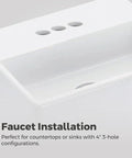 Sink with 3-hole configuration for Capistrano Matte Black 4-In Centerset 3-Hole Bathroom Sink Faucet With Dual Handles Push and Seal Drain WaterSense Certified NSF Listed Vanity Faucet for Modern Bathrooms installation