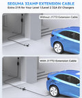Comparing charging reach with and without Heavy Duty 21Feet J1772 EV Charger Extension Cord 32 Amp SAE J1772 Extension Cable