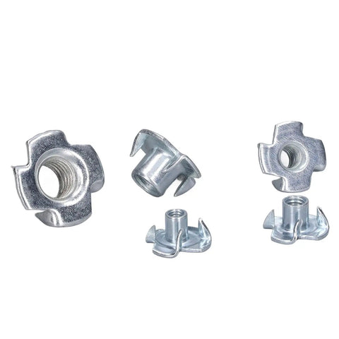 105 Piece Tee Nut Set Galvanized Carbon Steel 4 Prong T Nuts M4 M5 M6 M8 M10 For Wood Fastening Repair And Woodworking Projects Durable Hardware