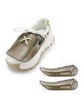 Metatarsal Guard For Safety Footwear, Built Tough Polycarbonate Shield For Metatarsal Protection on a white sneaker and separate cover