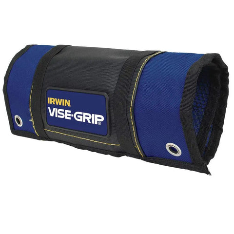 IRWIN VISE-GRIP Locking Pliers Fast Release Kit 7-Piece Set rolled up in a durable blue and black carrier.