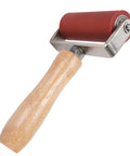 Heavy Duty PVC Welding Seam Roller With Double Bearing Handles, 32mm silicone wheel and wood grip for tarpaulin repair.
