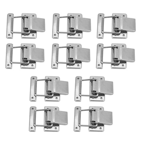 Set of Stainless Steel Hasp Latch With Spring Loaded Toggle Lock for boxes, cabinets, and storage cases replacement hardware.