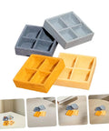 Four Piece Miniature Dollhouse Platter Set With Realistic Four Grid Resin Box shown in different colors for candy and nuts display