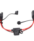 Hella Durable SAE Extension Cable For Charger One Foot 14AWG Cord With 20 Amp Rating showing tool-free connectors and protective casing.