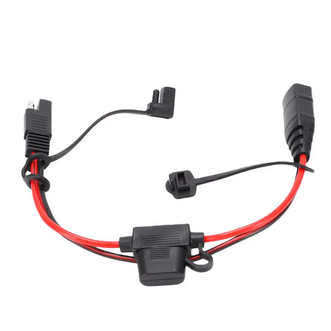 Hella Durable SAE Extension Cable For Charger One Foot 14AWG Cord With 20 Amp Rating showing tool-free connectors and protective casing.