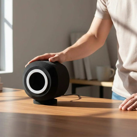 Heavy Duty Microphone Windscreen And Acoustic Foam Guard With Thick Padding designed for mic protection on a desk.