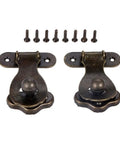 Old-School Antique Metal Hasp Lock Set Of 2 For Jewelry Boxes And Wooden Boxes, Vintage 35x46mm Padlock Latch Clasps