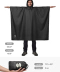 Man wearing hooded waterproof rain poncho for men and women stay dry in any downpour all weather jacket with PU 5000MM coating