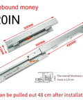 Floor Mounting Drawer Slides For Cabinets And Cupboards, Underfloor Guides And Rails, 500mm length, steel, diagram view