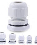 30pc Nylon Waterproof Cable Gland Kit with Adjustable Fit for PG7 PG9 PG11 PG13.5 PG16, Beefy Gray Seals for Outdoor Use