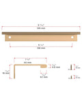 Dimensions and hardware for Lincoln Collection 5 1/16 Inch Center To Center Brushed Champagne Bronze Modern Cabinet And Drawer Edge Pull Handle