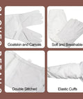 Pro Grade Beekeeping Cowboy Hat Set With Goatskin Gloves And Stainless Steel Hive Scrapers, breathable goatskin gloves