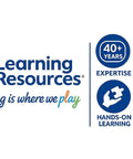Learning Resources logo with icons for expertise, trust, hands-on learning, and award-winning achievements.