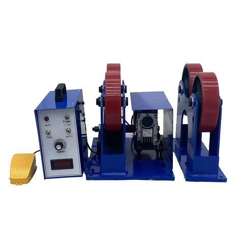 Heavy Duty Rotary Welding Positioner Tank Turner With 2200 Lb Load Capacity shows blue machinery with adjustable rollers for pipes.