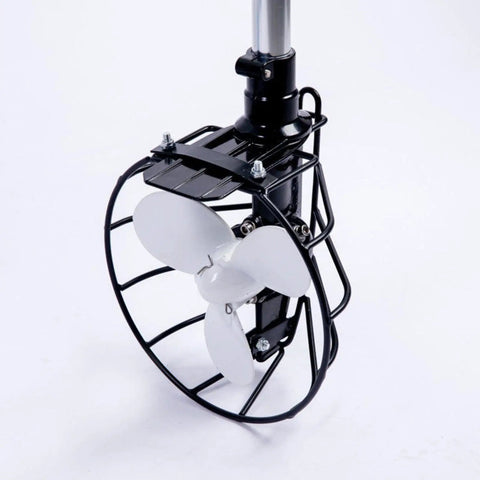 Top Rated Outboard Machine Propeller Protective Cover Hardware Marine Thruster Shield with white metal propeller and guard.