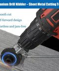 Turns Any Drill Into A Fast Burr Free Cutter With Titanium Coating A Game Changing Sheet Metal Nibbler Attachment cutting metal