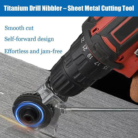 Turns Any Drill Into A Fast Burr Free Cutter With Titanium Coating A Game Changing Sheet Metal Nibbler Attachment cutting metal