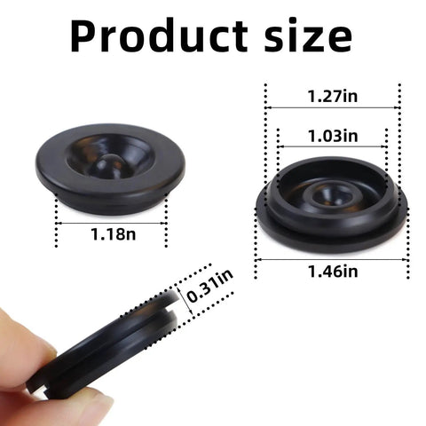 4 Pack Trailer Hub Dust Caps Rubber Grease Plugs For Ez Lube Style Hubs with size dimensions in inches shown.