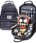 Open backpack with HVAC tools for MSKIT2 Mini Split Kit Five Sixteenth Inch Pro Grade Install Kit For HVAC R Systems, durable components visible