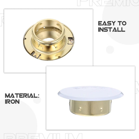 Eight Piece Heavy Duty Iron Fire Sprinkler Cover Plate With Slick Drop In Ready Design For Seamless Ceiling Installation And Clean Home Safety Shield Guard Setup, iron material detail.
