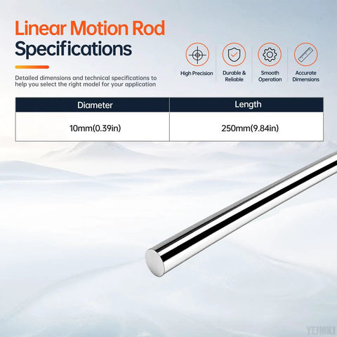 Top Tier 2 Pack Of Premium 10mm X 250mm Linear Motion Rods Shafts Made From Tough C45 Steel For Smooth Guides And Rock Solid CNC Rig Builds That Slid Perfectly Every Damn Time - specifications with diameter and length.