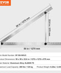 Diagram of 50 Inch Solar Panel Mounting Brackets With 0-90 Degree Adjustable Tilt, showing dimensions and aluminum material details.