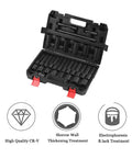 Top Tier HLFuBynox 45 Piece Metric Impact Socket Kit 1/2 Inch Drive black chrome vanadium steel sockets in case