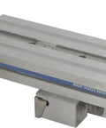 Precision Modular Tool Vise Featuring Rock Solid Grip And Hella Precise Jaw Capacity For Heavy Duty CNC Milling, side view of metal vise.