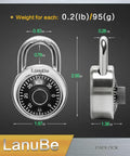 2 Inch Wide Dial Combination Lock With Preset Three Digit Code Black Turnplate Pack Of 16 For School Gym Lockers Side View