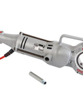 Badass 120V Handheld Power Pipe Threader For Plumbing And Conduit Tasks Compatible With 12-R 00-R 00-RB 11-R Die Heads, compact design with aluminum casing.